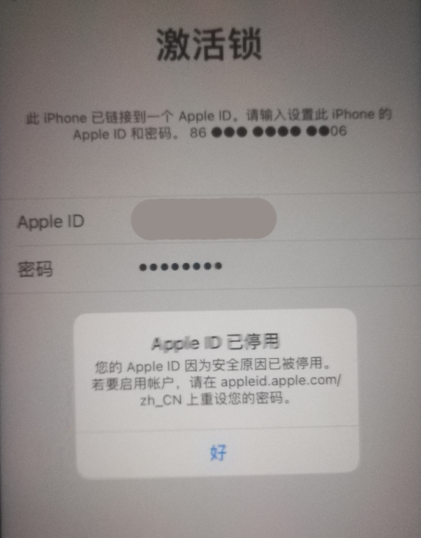 墨竹工卡苹果手机维修分享iPhone 12 出现提示“Apple ID 已停用”怎么办 